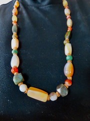 Vintage Gorgeous Natural Stone Bead Necklace w/Adjustable Cord