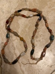 Vintage Aqeeq Agate Carnelian Bead Necklace Hand-Knotted Beirut Lebanon Souk 80s