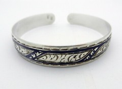 USSR NIELLO SOLID 875 STERLING SILVER 7″ OPEN BANGLE BRACELET