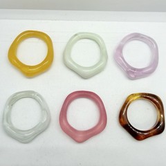 Vtg Asymmetrical Multicolor Acrylic Plastic Chunky Statement Ring Lot Size 6.5