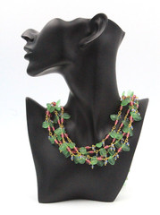 Gorgeous Patte De Verre French Couture Green Purple Acrylic Beads Necklace