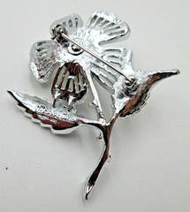VTG 1940s 1950s BIG SIGNED SARAH / COVENTRY Brooch Pin silver tone faux pearl