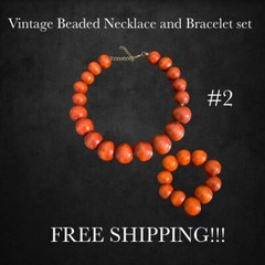 Handcrafted Vintage Beads Costume Ring & Bracelet set ..One size fits all..