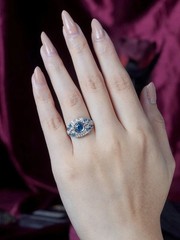 2.10Ct Art Deco Style Lab Created Topaz & Diamond Wedding 14k White Gold FN Ring