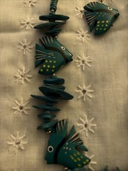 Vintage Retro angel Fish, Necklace 24” & matching Pierced Earrings