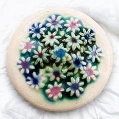 Porcelain Flower Brooch Hand-Painted Signed Artist Vintage Gardener Pin