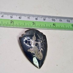 Rare Vintage Niello Brooch Pin Siam Sterling Silver Goddess Mekkala Thailand