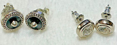 Vintage Silver Tone Drop Post Earring Lot, Napier Mother of Pearl/Abalone