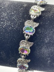 Vintage Watermelon Rhinestone Bracelet Silver Tone Variable Size