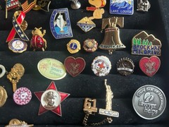 Mixed Lot of 30+ Push Back Lapel Pins Mixed Pins Vintage Flag Mother Of Pearl