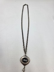 Vintage MAC Cosmetics Logo Pendant Necklace – Pewter Tone Chain–Y2K Collectible