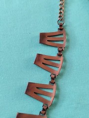 Vintage Unsigned Renoir Necklace Geometric Solid Copper Art Deco Style