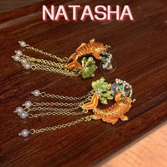 New Chinese Retro Koi Pearl Tassel Earrings Creative Long Earrings