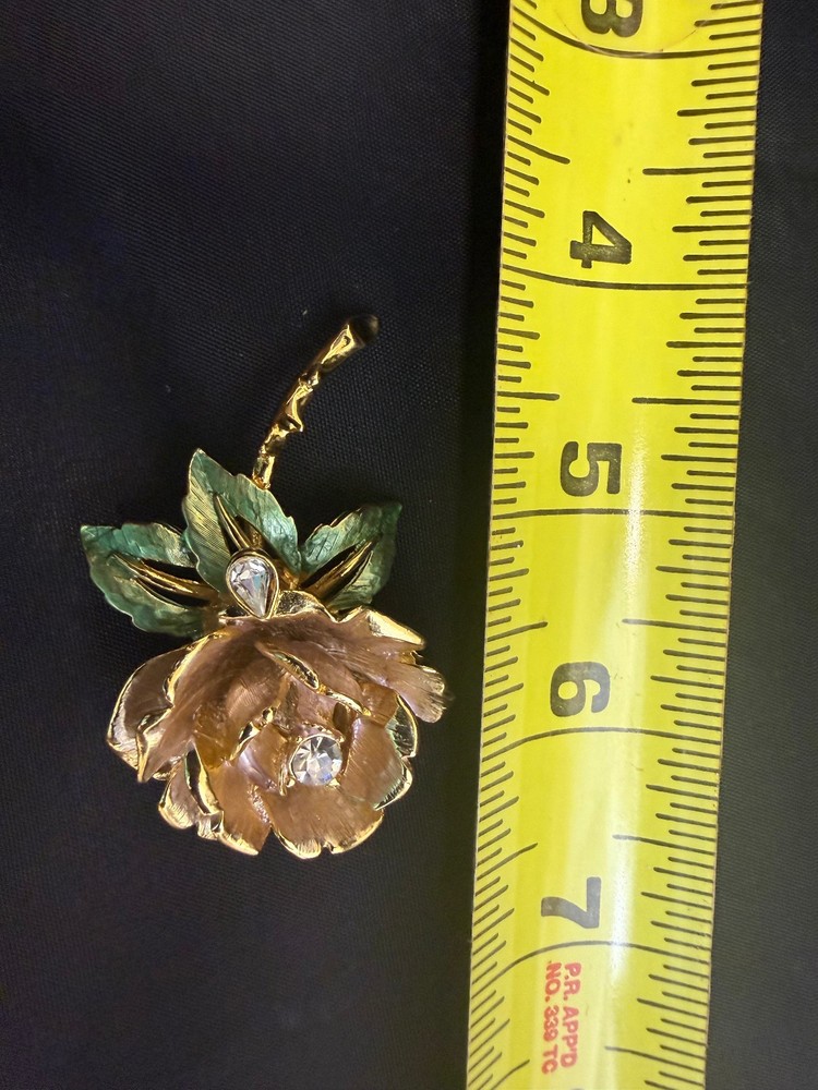 1997 RJ Graziano Princess Diana England’s Rose Brooch Signed Rhinestone