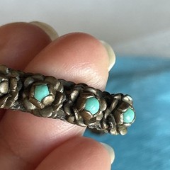 Vintage Native American Style Childs Turquoise Flower Cuff Bracelet