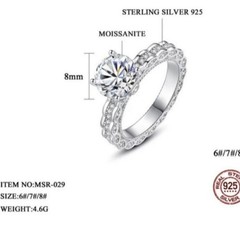2 Ct Moissanite Wedding Ring Hypoallergenic Rhodium Plated 925 Sterling Silver 6
