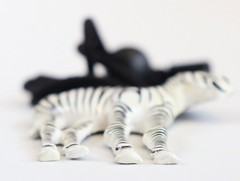 VTG Large Standing Zebra Necklace Black White Striped Boho Statement Africa