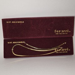 ESTATE Vintage Ferarri 18KT Gold Shield Chain & Bracelet Set in Original Box