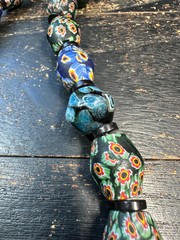 Vintage Nepal Millefiori Beads Statement Necklace – Large Old Glass Beads Stran