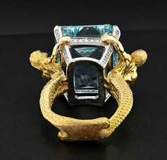 Julius Cohen Aquamarine Diamond Platinum 18 KT Ring