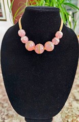 Kenneth Cole Pink Chunky Statement Lucite Beads Gold Tone Boho Chic Necklace EUC