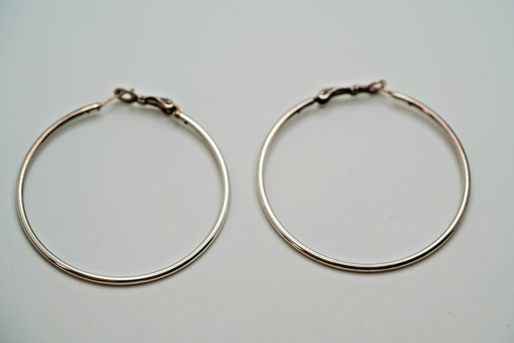 Vintage Large 4.5cm Sterling Silver Hoop Earrings EB2