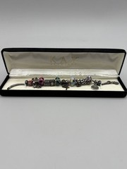 Vintage Michael Anthony MA Sterling Silver Slide Charm Bracelet 16 Charms, 45.8g