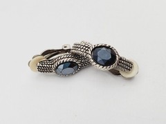Silver tone Rhinestone clip on dangle drop earrings 1 1/8″