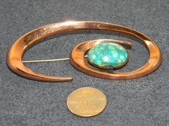 Vintage Matisse Renoir Copper Pin with Blue Enamel MCM