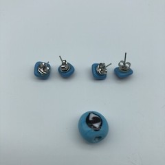 Vintage Liz Tacket glass artisan earrings and pendant evil eye