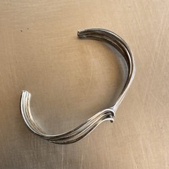 Sterling Silver Mid Century Modern Tri-Twist Cuff Bracelet