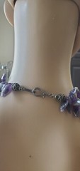 Amethyst Raw Long Necklace Cluster 925 Sterling Silver Clasp $355