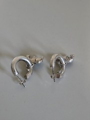 Vintage Sterling Silver Carol Felley Chunky Hippo Hoop Statement Earrings Africa