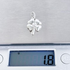Vintage Sterling Silver 925 Four-Leaf Clover Cubic Zirconia Good Luck Pendant