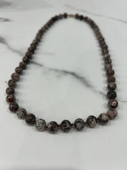 Brown Gemstone Beaded Necklace Round Polished Beads Hook Clasp 24 In Womens