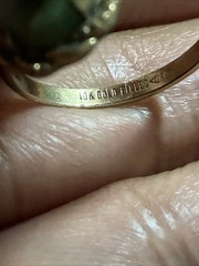 VTG Beauty ANTIQUE 10 kt. Gold Filled Green Jade Ring sz.8 Art Deco