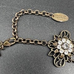 Vintage Signed Kenny Ma San Francisco Brass Filigree Crystal Flower Choker