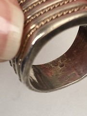 Vintage Chateau D’Argent Solid Sterling 925 Modernist Ring W 14K Gold Rope Band