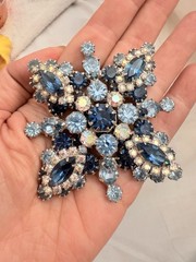 ORIGINAL By ROBERT BLUE & AB CRYSTAL RHINESTONE PIN BROOCH PENDANT VINTAGE 3.25”
