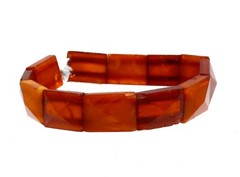 Vintage Natural Cognac Butterscotch Amber Faceted Panel Stretch Bracelet 11g