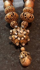 Faux pearl Miriam Haskell necklace with beautiful pendent signed tag, for repair