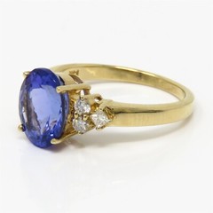 NYJEWEL 14k Yellow Gold 2.8ct Tanzanite & Diamond Ring Signed STS