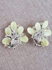 Vintage Rhinestone Plastic Flower Earring Jewelry