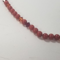 Vintage MCM Red Round & Faceted Bead Choker Necklace Mid Century 16 in Tiny
