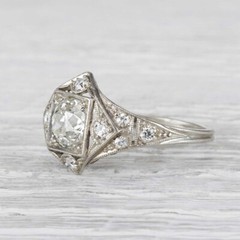 1.35CT White Round Simulated Diamond Art Deco Antique Wedding Ring In 925 Silver
