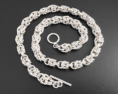 7.6mm 62g Heavy Byzantine Woven Weave Braid Link Vtg Sterling Silver Necklace