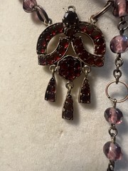 Antique Victorian Bohemian Czech Garnet Amethyst Necklace Signed *AS IS see pics
