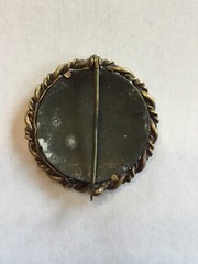 Antique Mourning Yellow Gold Tone Photo Picture Frame Brooch Pin C Clasp I10