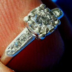 Original EARTH MINED DIAMOND Deco Engagement Ring Vintage PLATINUM Solitaire S 5