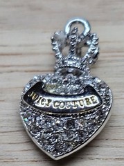 VTG Juicy Couture Pave Charm Puffy Heart Crown Rhinestone Costume Jewelry